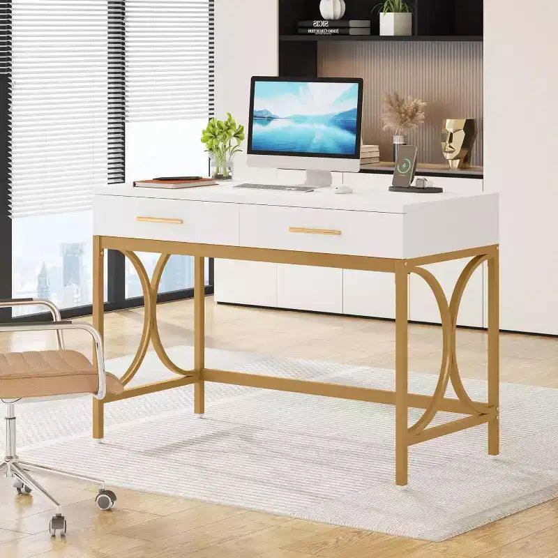 Bureau informatique avec 2 tiroirs