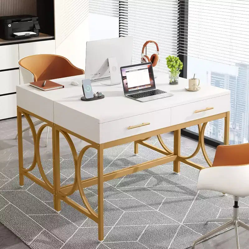 Bureau informatique avec 2 tiroirs