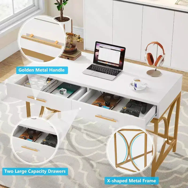Bureau informatique avec 2 tiroirs