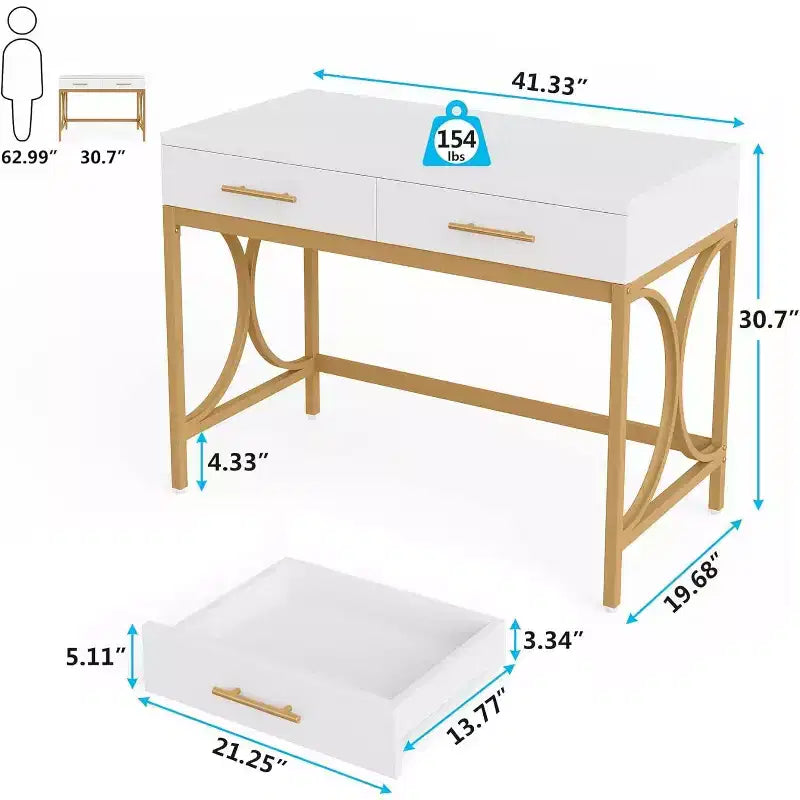 Bureau informatique avec 2 tiroirs
