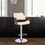 Tabouret de bar pivotant en similicuir et métal réglable
