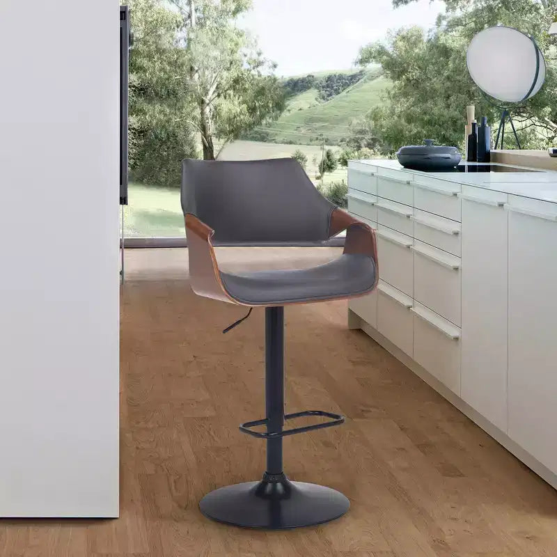 Tabouret de bar pivotant en similicuir et métal réglable