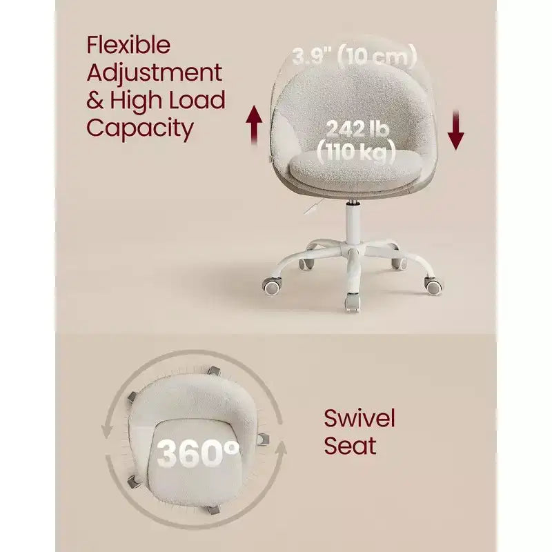 Chaise de Bureau Chaise Coiffeuse Chaise de Bureau Tissu Coton-Lin Rembourrage en Mousse