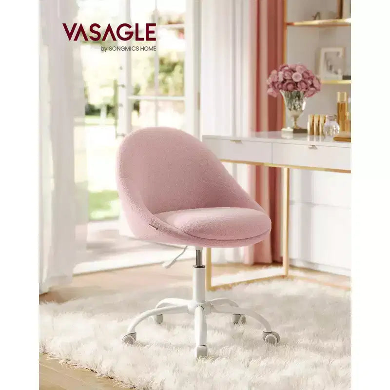 VASAGLE Office Chair Vanity Chair Desk Chair Cotton-Linen Fabric Foam Padding Adjustable Height for Home Office Study Bedroom