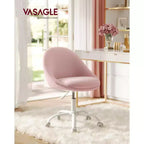 VASAGLE Office Chair Vanity Chair Desk Chair Cotton-Linen Fabric Foam Padding Adjustable Height for Home Office Study Bedroom