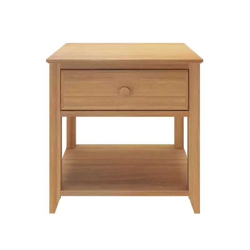 Table de chevet en bois massif avec tiroir de rangement et étagère