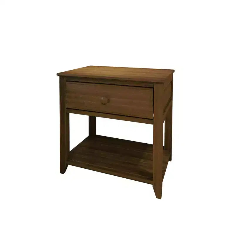 Table de chevet en bois massif avec tiroir de rangement et étagère
