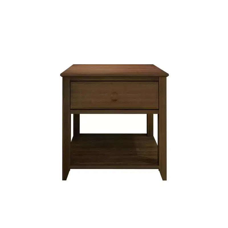 Table de chevet en bois massif avec tiroir de rangement et étagère