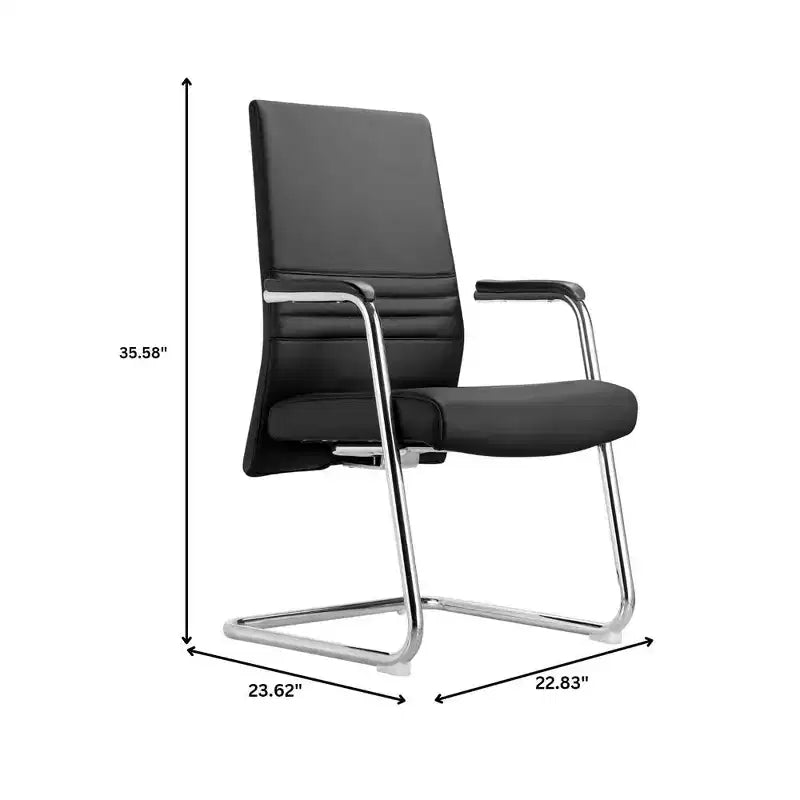 Chaise de bureau moderne - Cuir rembourré avec piètement luge ergonomique en fer