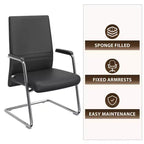 Chaise de bureau moderne - Cuir rembourré avec piètement luge ergonomique en fer