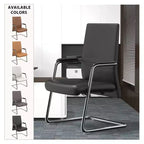 Chaise de bureau moderne - Cuir rembourré avec piètement luge ergonomique en fer