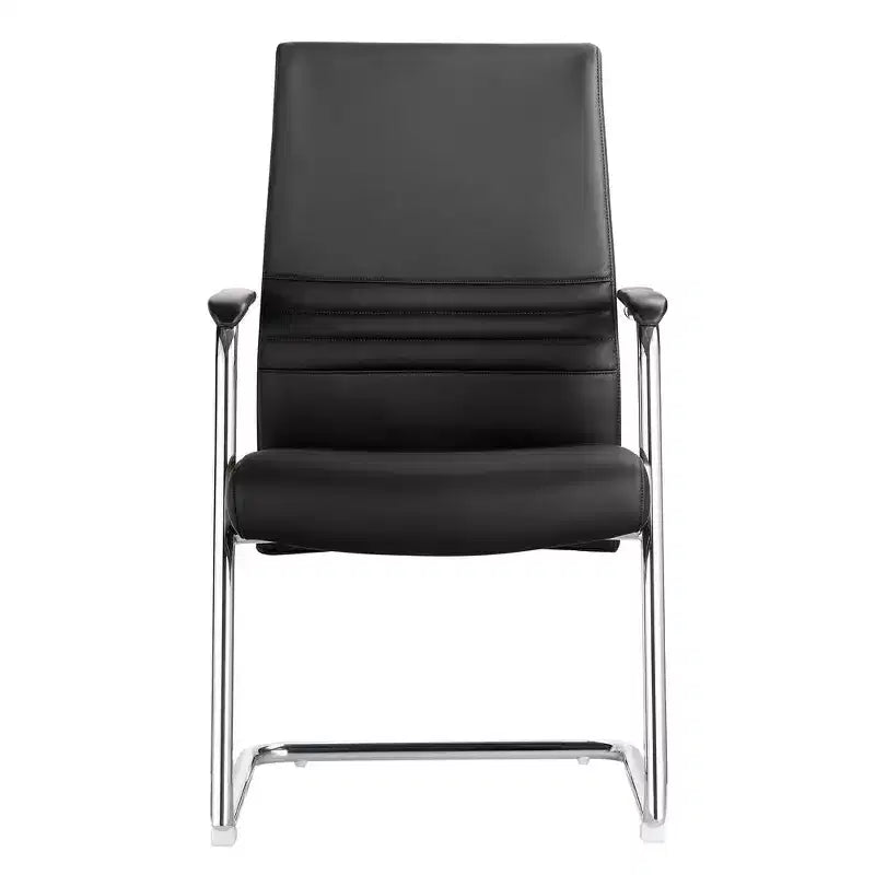 Chaise de bureau moderne - Cuir rembourré avec piètement luge ergonomique en fer