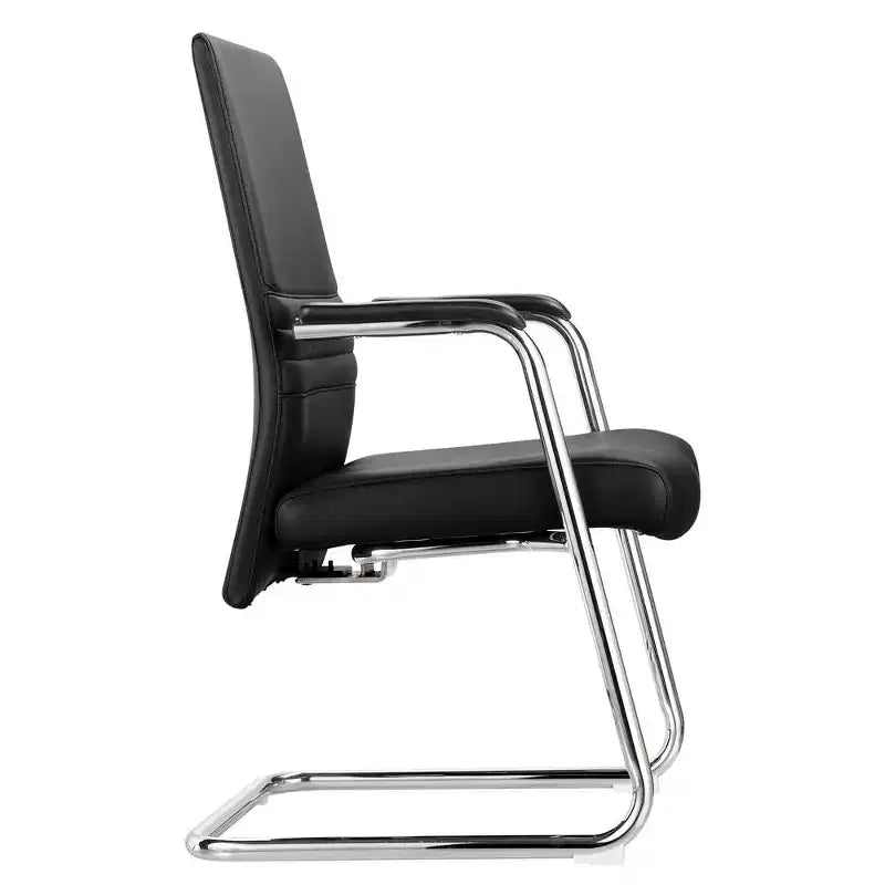 Chaise de bureau moderne - Cuir rembourré avec piètement luge ergonomique en fer