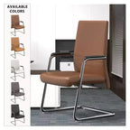 Chaise de bureau moderne - Cuir rembourré avec piètement luge ergonomique en fer