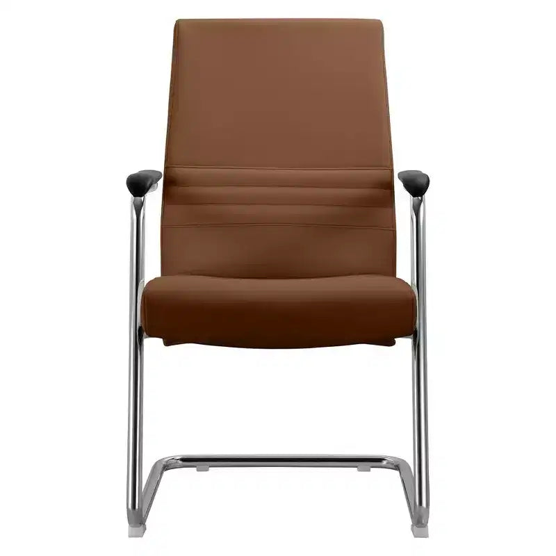 Chaise de bureau moderne - Cuir rembourré avec piètement luge ergonomique en fer