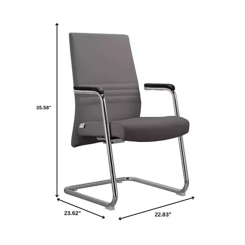 Chaise de bureau moderne - Cuir rembourré avec piètement luge ergonomique en fer