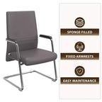 Chaise de bureau moderne - Cuir rembourré avec piètement luge ergonomique en fer