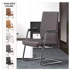 Chaise de bureau moderne - Cuir rembourré avec piètement luge ergonomique en fer