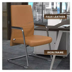 Chaise de bureau moderne - Cuir rembourré avec piètement luge ergonomique en fer