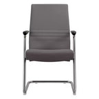 Chaise de bureau moderne - Cuir rembourré avec piètement luge ergonomique en fer