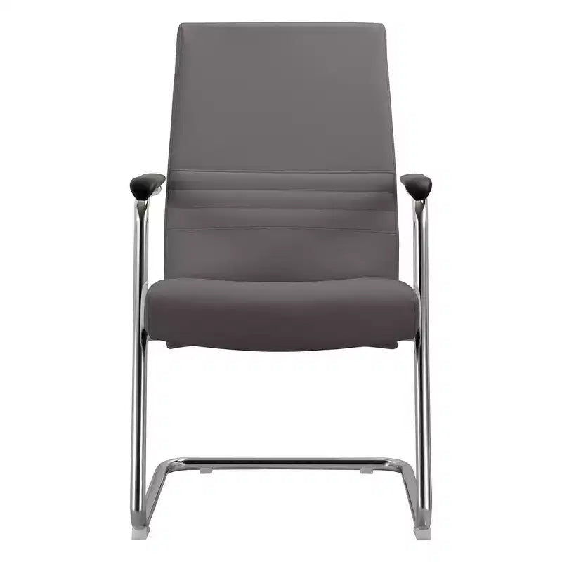 Chaise de bureau moderne - Cuir rembourré avec piètement luge ergonomique en fer