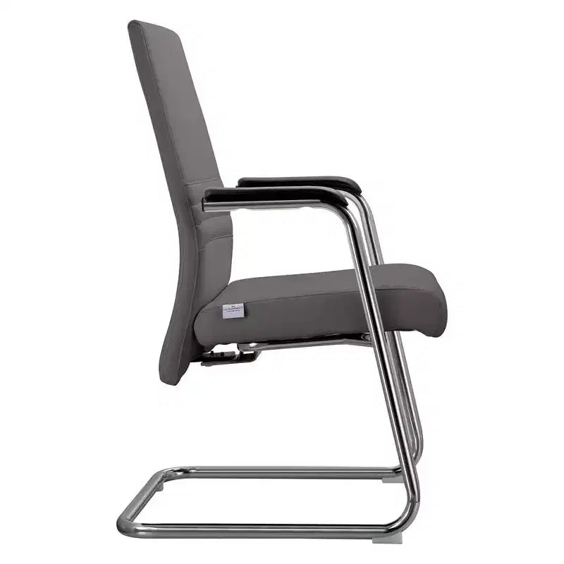 Chaise de bureau moderne - Cuir rembourré avec piètement luge ergonomique en fer