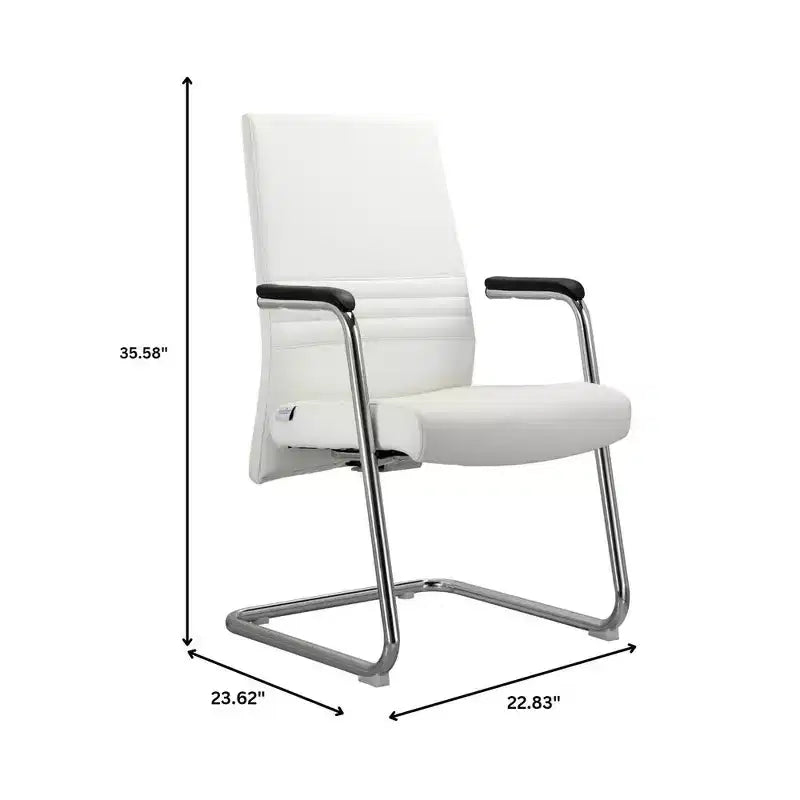 Chaise de bureau moderne - Cuir rembourré avec piètement luge ergonomique en fer