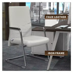 Chaise de bureau moderne - Cuir rembourré avec piètement luge ergonomique en fer