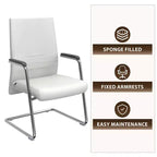 Chaise de bureau moderne - Cuir rembourré avec piètement luge ergonomique en fer