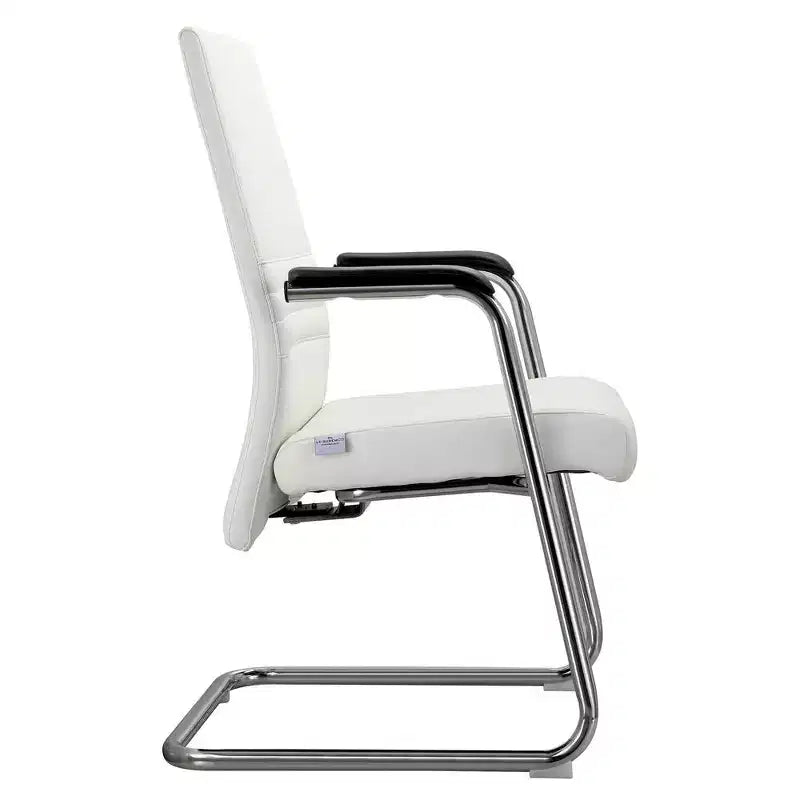 Chaise de bureau moderne - Cuir rembourré avec piètement luge ergonomique en fer