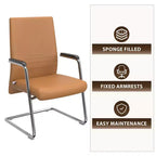Chaise de bureau moderne - Cuir rembourré avec piètement luge ergonomique en fer
