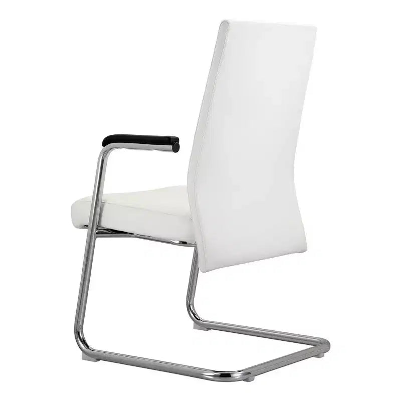 Chaise de bureau moderne - Cuir rembourré avec piètement luge ergonomique en fer