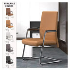 Chaise de bureau moderne - Cuir rembourré avec piètement luge ergonomique en fer