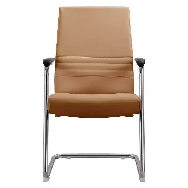 Chaise de bureau moderne - Cuir rembourré avec piètement luge ergonomique en fer