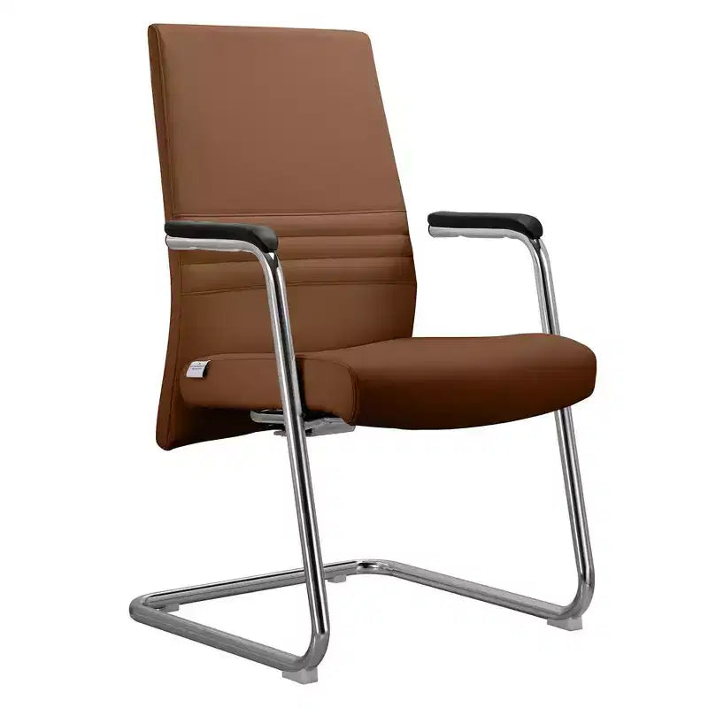 Chaise de bureau moderne - Cuir rembourré avec piètement luge ergonomique en fer