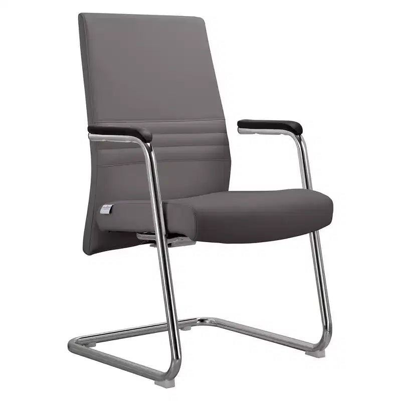 Chaise de bureau moderne - Cuir rembourré avec piètement luge ergonomique en fer