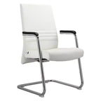 Chaise de bureau moderne - Cuir rembourré avec piètement luge ergonomique en fer