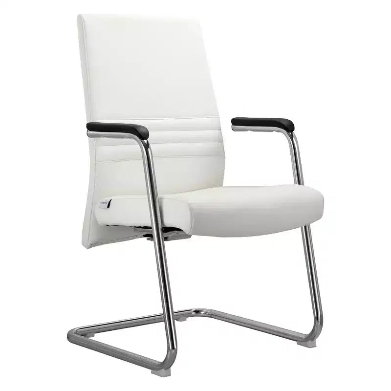Chaise de bureau moderne - Cuir rembourré avec piètement luge ergonomique en fer