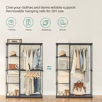 Armoire Portable Autonome Organisatrice de Vêtements avec Étagères et Tringles