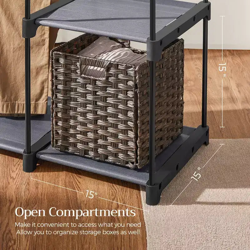 Armoire Portable Autonome Organisatrice de Vêtements avec Étagères et Tringles