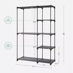 Armoire Portable Autonome Organisatrice de Vêtements avec Étagères et Tringles