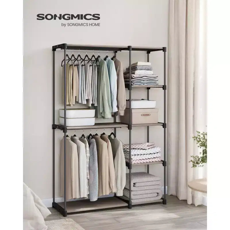 Armoire Portable Autonome Organisatrice de Vêtements avec Étagères et Tringles