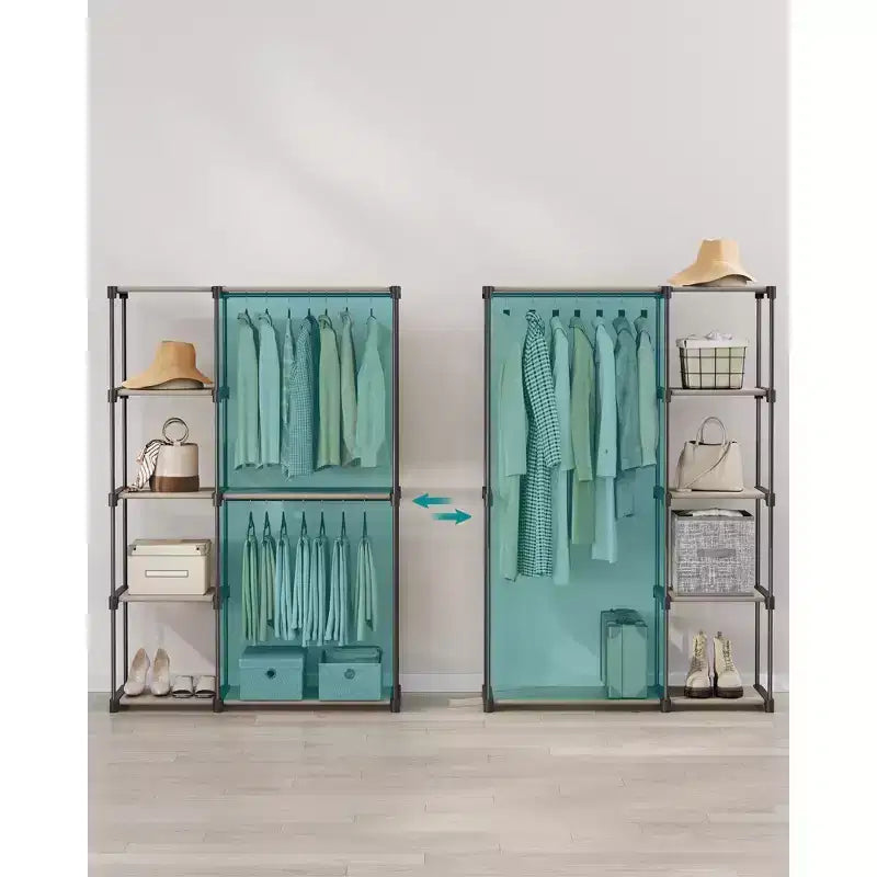 Armoire Portable Autonome Organisatrice de Vêtements avec Étagères et Tringles