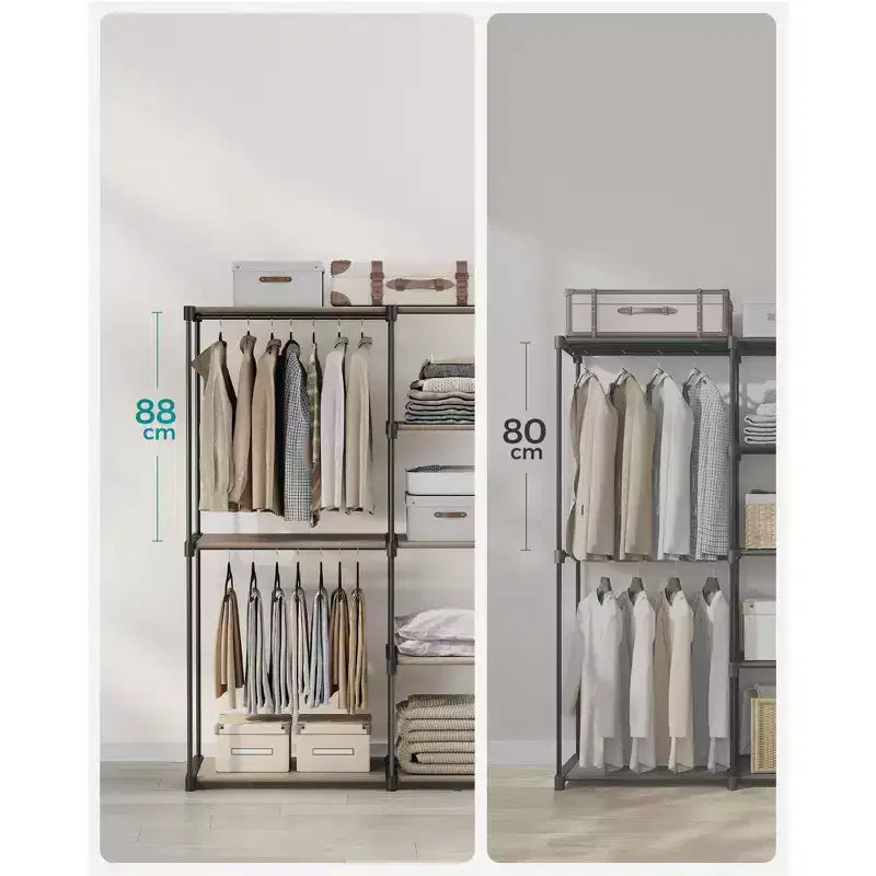 Armoire Portable Autonome Organisatrice de Vêtements avec Étagères et Tringles