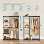 Armoire Portable Autonome Organisatrice de Vêtements avec Étagères et Tringles