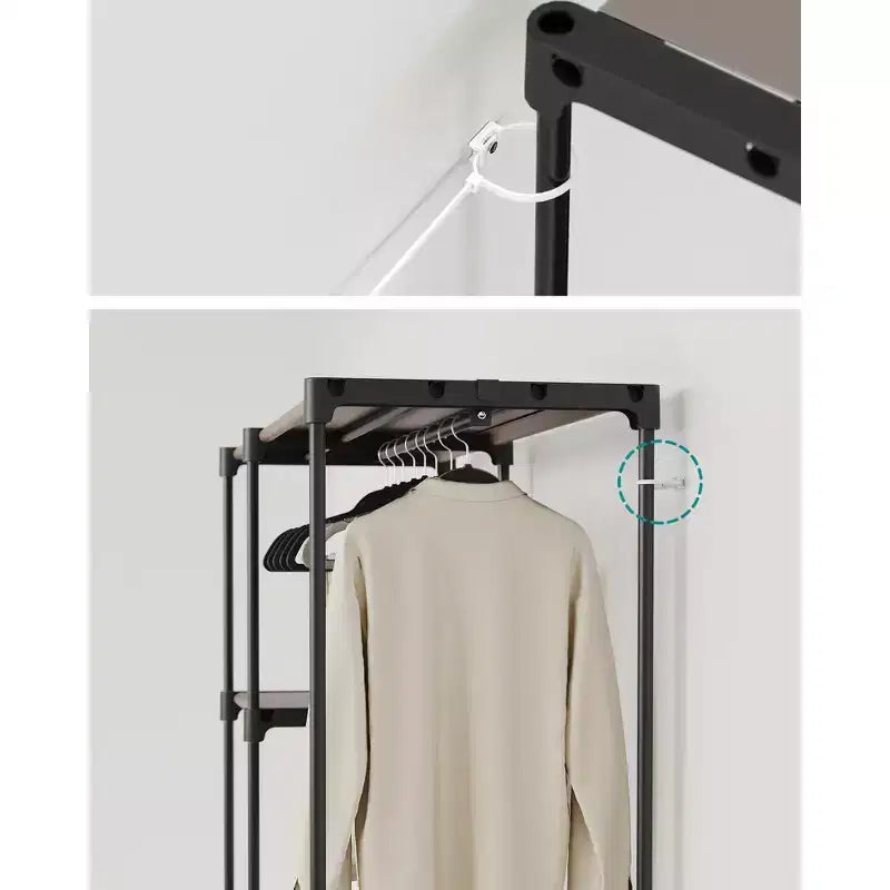Armoire Portable Autonome Organisatrice de Vêtements avec Étagères et Tringles