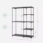 Armoire Portable Autonome Organisatrice de Vêtements avec Étagères et Tringles