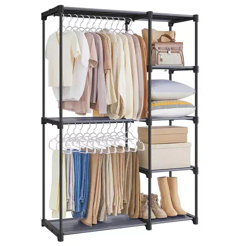 Armoire Portable Autonome Organisatrice de Vêtements avec Étagères et Tringles