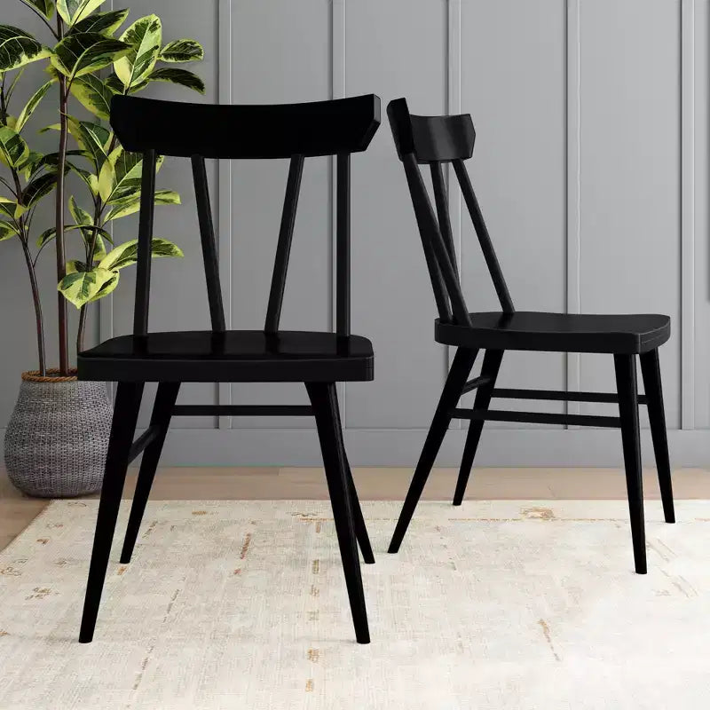 Plank+Beam Windsor Dining Chair Set of 2 Solid Wood Chairs for Kitchen Office Living Room